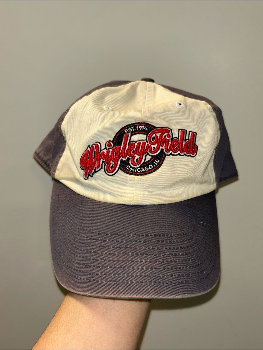 Kids Two-Tone Baseball Cap - Cream & Gray